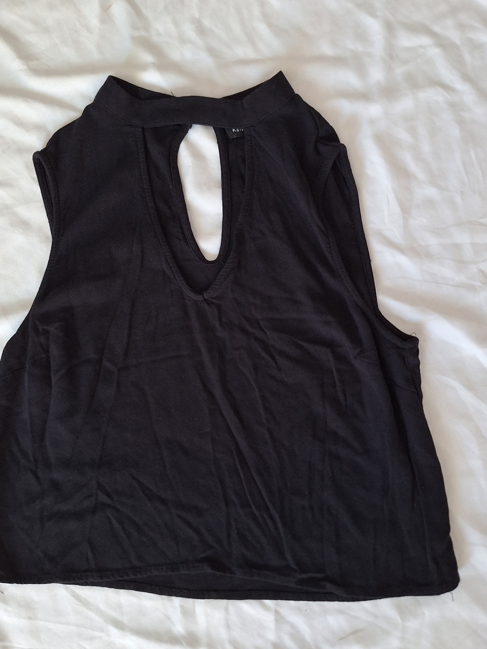 Kendall & Kylie Black Keyhole Mock Neck Sleeveless Tank Top Women S Rayon